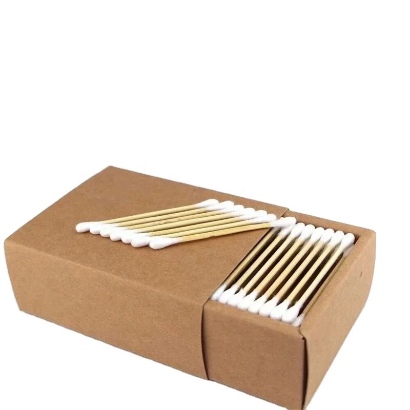

Eco Friendly Cotton Buds Bamboo Stick Cotton Swabs with Custom Sliding Drawer Paper Box, White