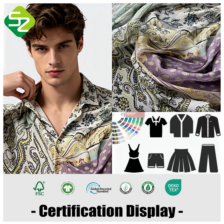 High Quality 100% Organic Silk Poplin Fabric Floral Printed for Digital Printing Lightweight for Boys' Dresses Skirts Sleepwear