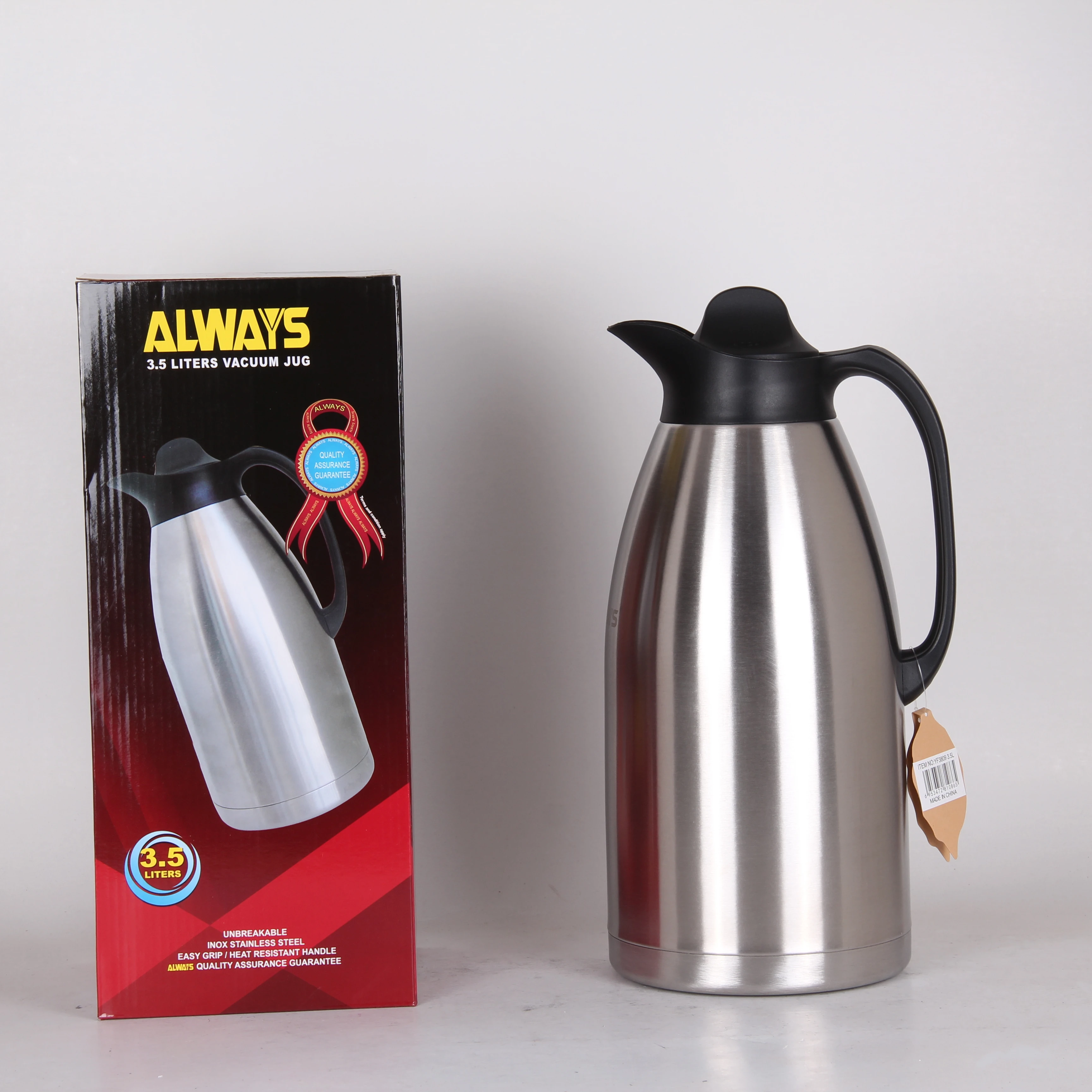 

ALWAYS 3.5 Liters Vacuum Jug Stainless Steel Coffee Bottle Pump Insulated Thermos Water Keep Hot Cold Flask