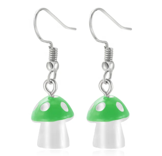 

High Quality Resin mushroom earrings baby girl hoop mushroom earrings