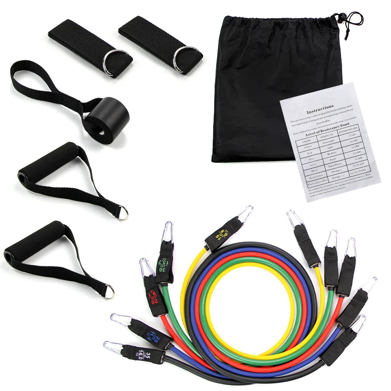

11 PCS Piece home Fitness Pull Rope Resistance Bands Latex Strength Gym Equipment Yoga Exercise Rubber Tubes Band, Customized color