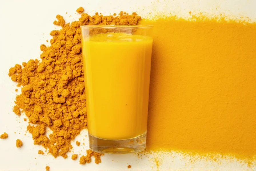 Fresh turmeric root and prepared turmeric shot in glass