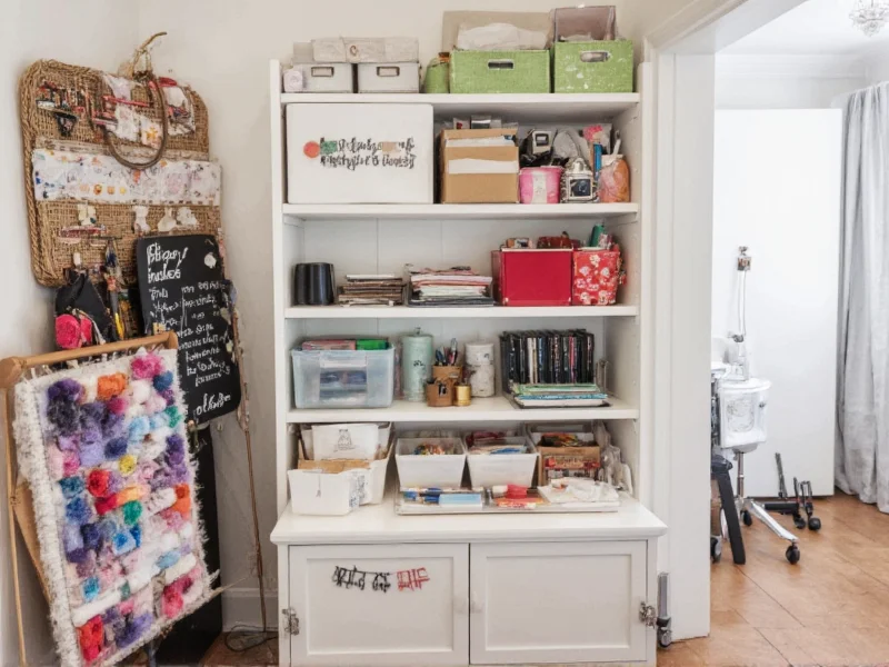 Small designated messy zone in organised craft room