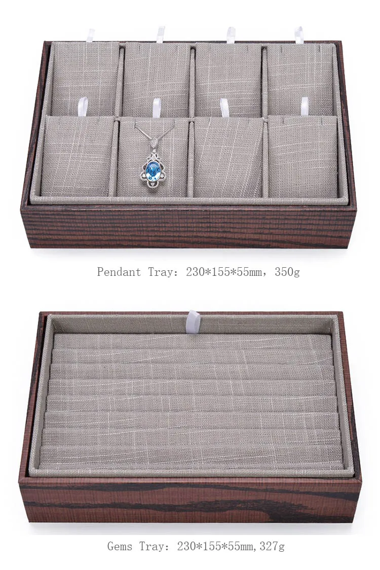 Wholesale Linen Wood Grain Paper 'jewellry' Display Stackable Jewelry