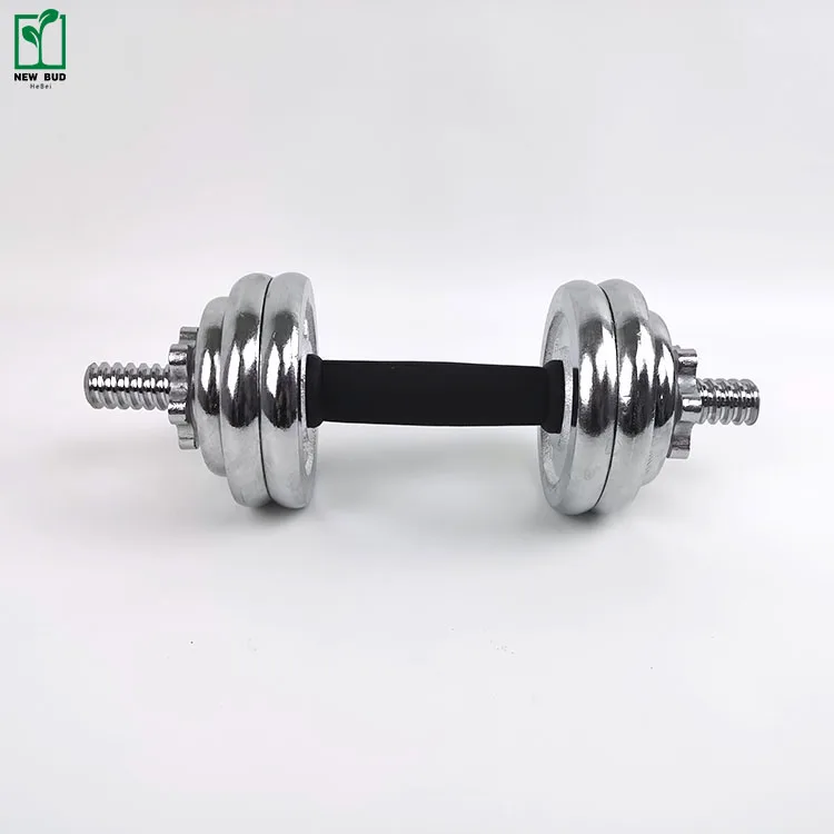 

Plating China factory Weight Lifting Equipment 50kg Ajustable Chrome Painting Dumbbell Barbell Set Gym equipment boxed 50kg set