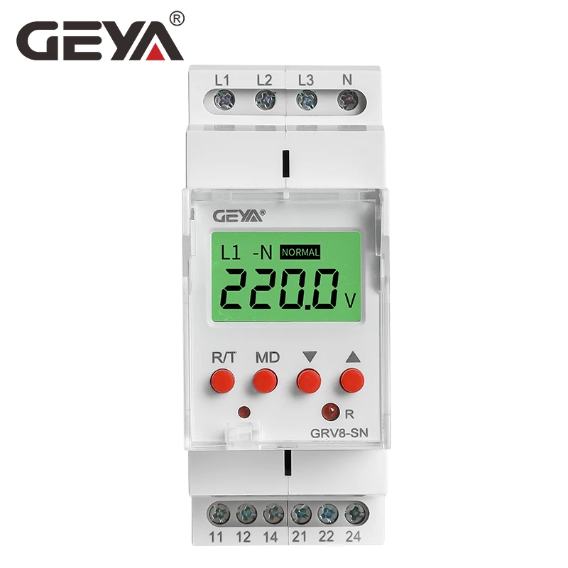 

GEYA Manufacture GRV8-SP SN 8A 70V-650V Over Under Voltage Protector Device LCD Digital Display Adjustable Voltage Relay