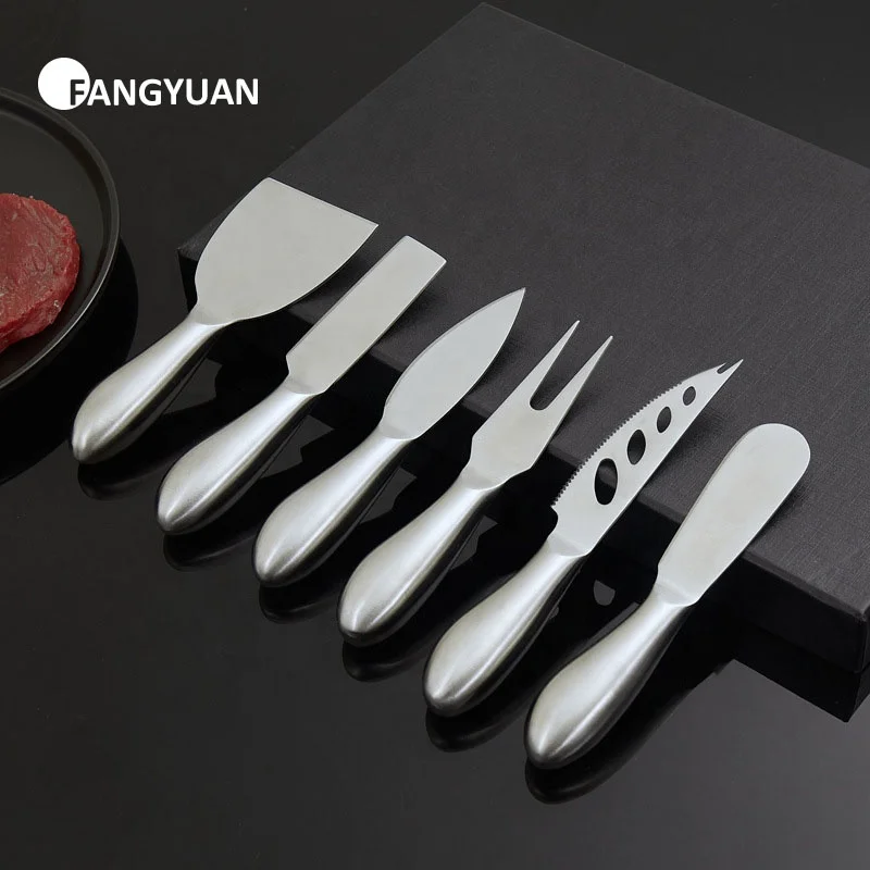 

FANGYUAN wholesale butter cheese tools full stainless steel 6pcs cheese slicer knives cheese cutter spreaders in gift box