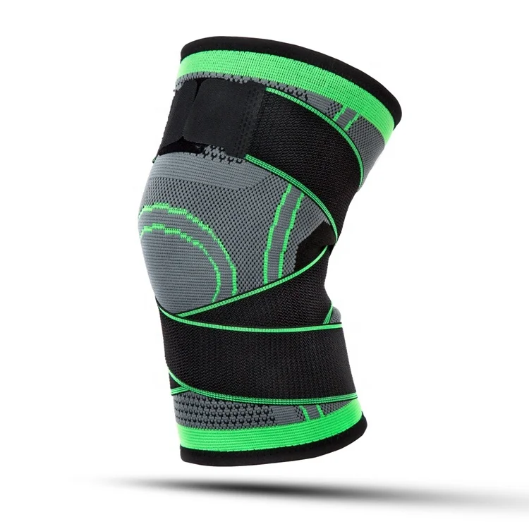 

Sport Protection Compression Weightlifting Knee Sleeve, Green, black, orange