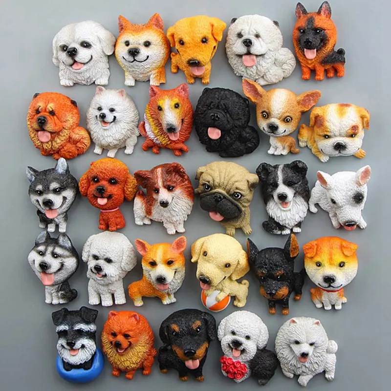 

1Pc Cartoon Cute Mini Husky Bulldog Magnet Kid Early Education Dog Magnetic Stickers For Fridge Resin Figure Sticker