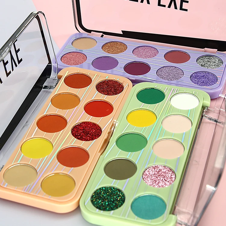 Professional Makeup High Pigment Diy Eyeshadow Palette Make Your Own Brand Private Label 10 Color Mixed Eye Shadow Palette, Customized