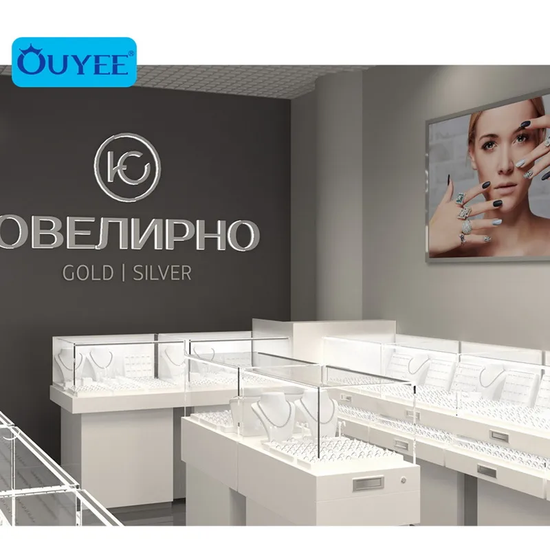 
Luxurious Jewelry Store Interior Decoration Design Store Fixtures Jewellery Display Cabinet Display Showcase 
