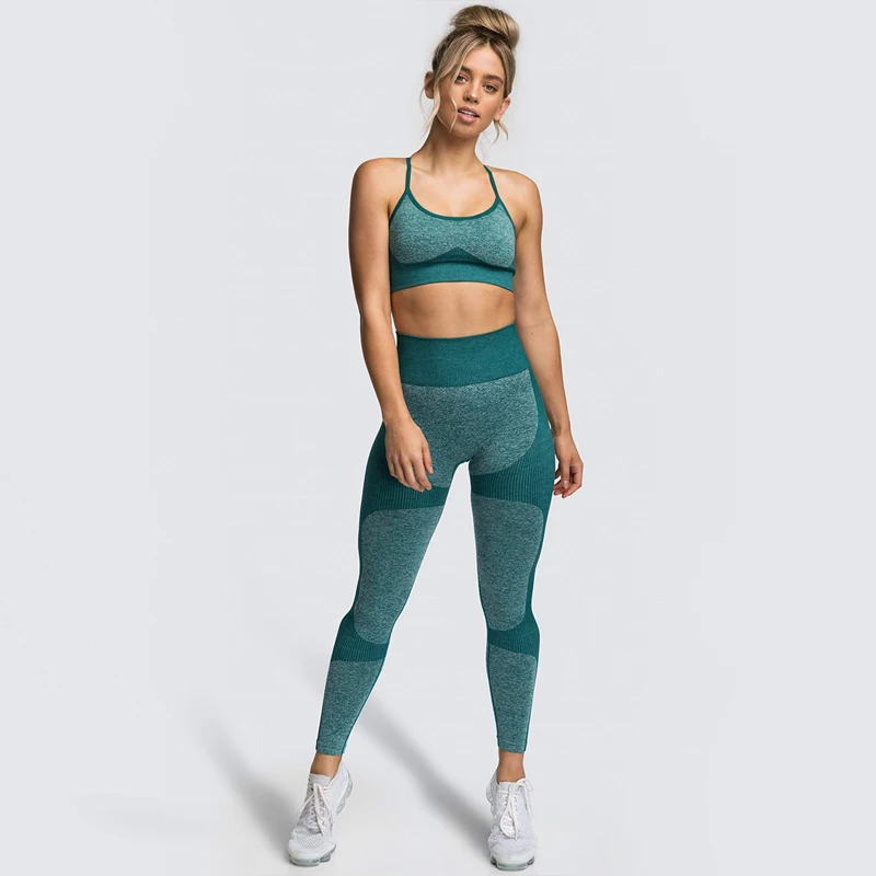 

Female Sport Bra And Pants Sport Suit Sports Legging Fitness Solid Seamless Yoga Set