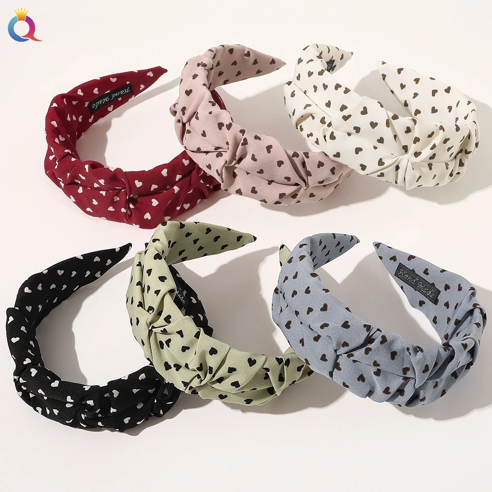 

Qiyue Custom Digital Print Head Band Sweet Girls Heart Printed Headband