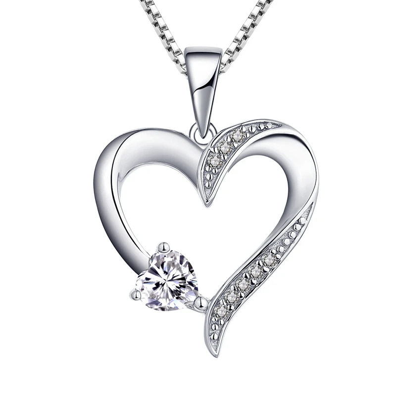 

Custom Classic Romantic CZ Rhodium Plated Women Charm Gift Sterling 925 Zirconia Iced Out Diamond Heart Pendants Silver Handmade