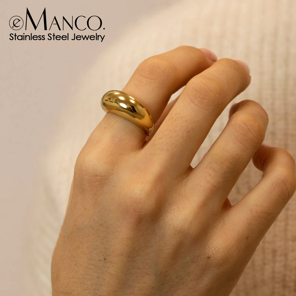 

eManco New Hot Sales Arc Chic Rings for Women Stainless Steel Gold Round Ring