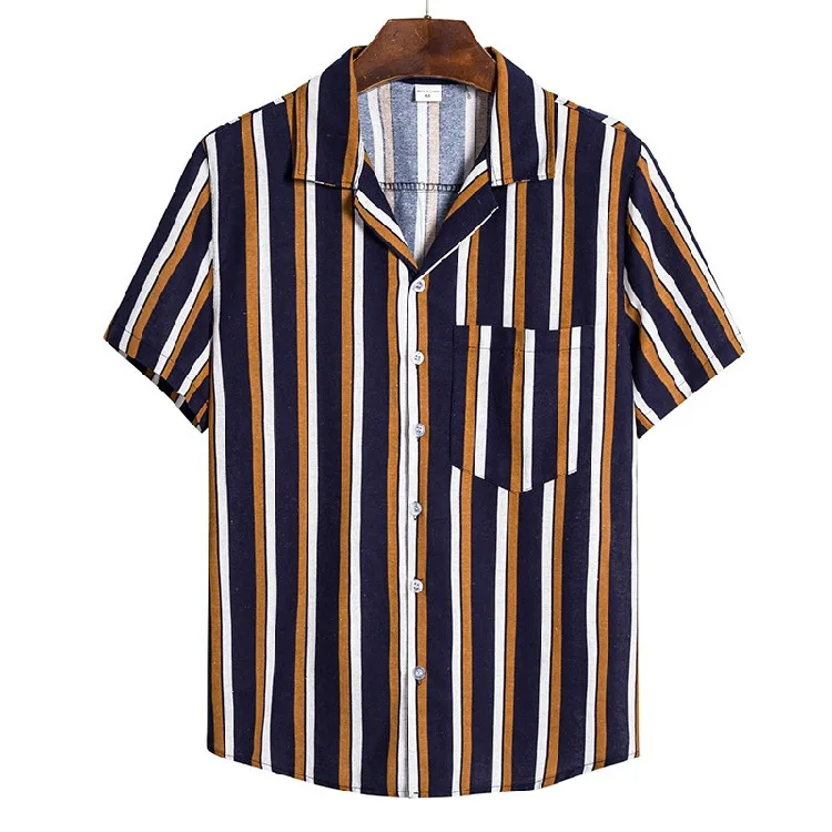 

Wholesale 2020 Series Men's Clothing Fashion Simple Casual Six Stripe Casual Short Sleeve Shirts For Men, Picture color