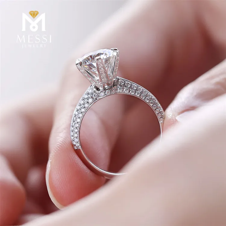 
Messi Jewelry 2 Carat VVS DEF diamond moissanite ring 14k 18k white gold engagement wedding ring cvd diamond ring 