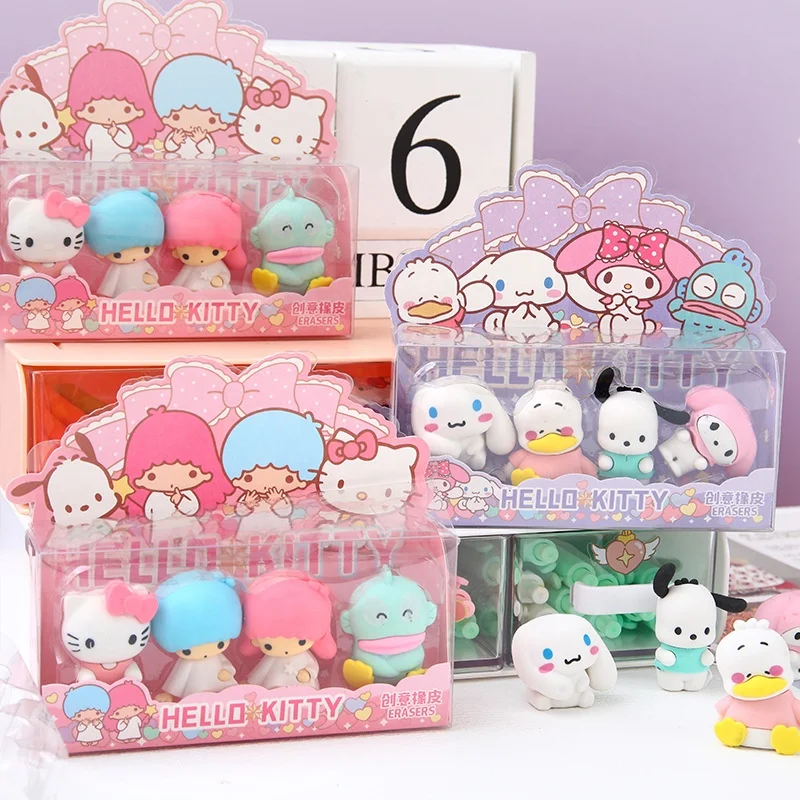 

New creative school stationery set girls cartoon kawaii eraser set for kids