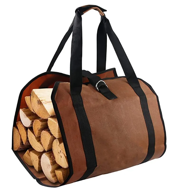 

Large Canvas Log Carrier Bag Heavy Duty Waxed Fireplace Firewood Tote Bag Indoor Wood Stoves Outdoor Camping Wood Storage Bag