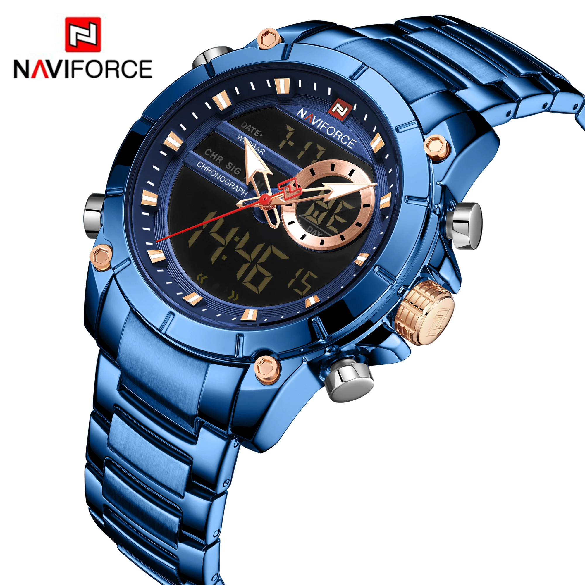

NAVIFORCE 9163 Sport Men Watches Brand Quartz Wrist Watch For Man digital Clock neviforce reloj relojes hombre montre homme