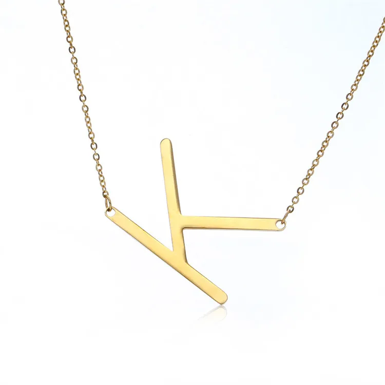 

Hot Selling Stainless Steel Gold Plated A-Z Initial Letter Name Pendant Necklace Women Birthday Gift, Silver,gold,rose gold