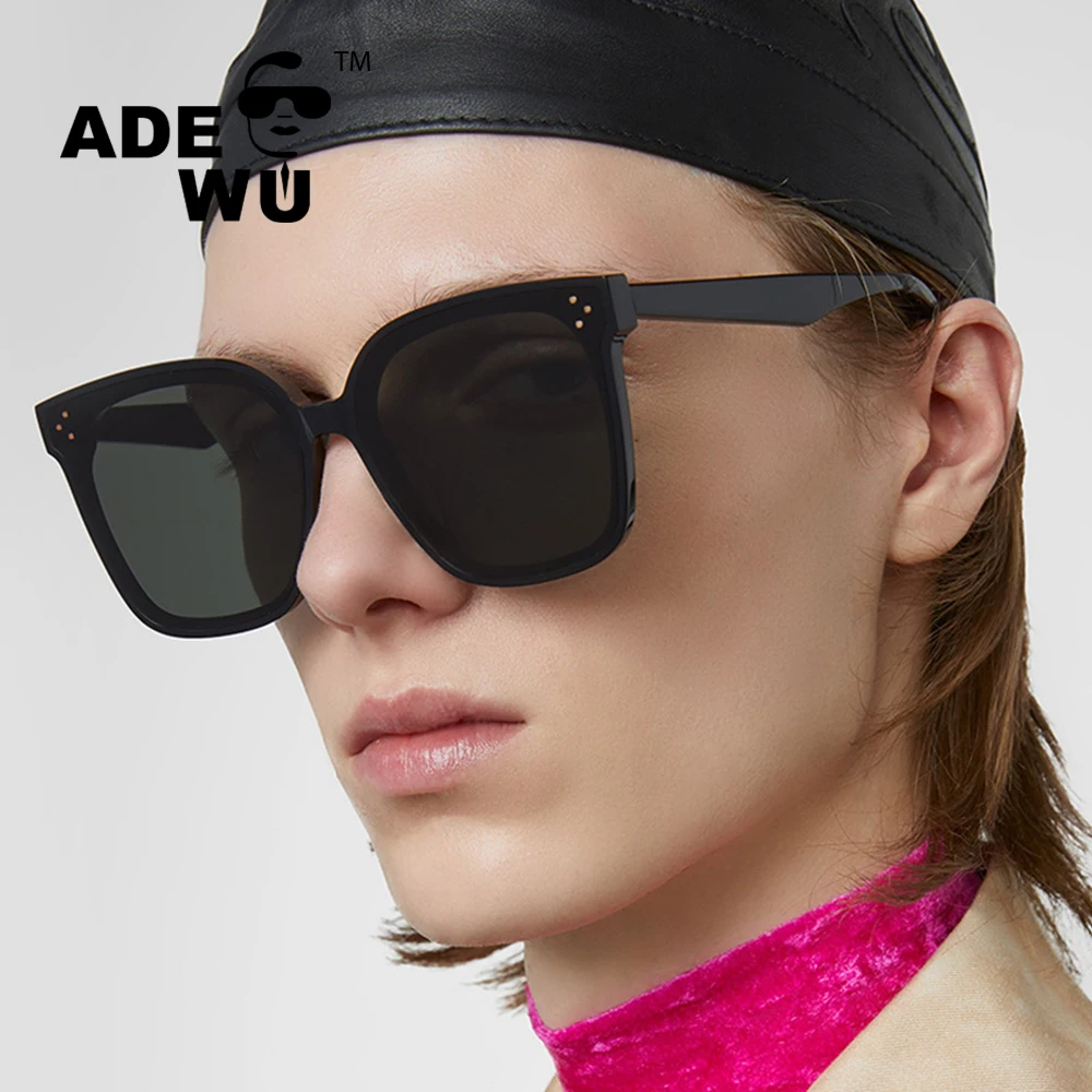 

ADE WU STY77138H 2020 New Korean Design Square Sunglasses Men Trendy Oversize Women Sun Glasses UV400, As shown in figure