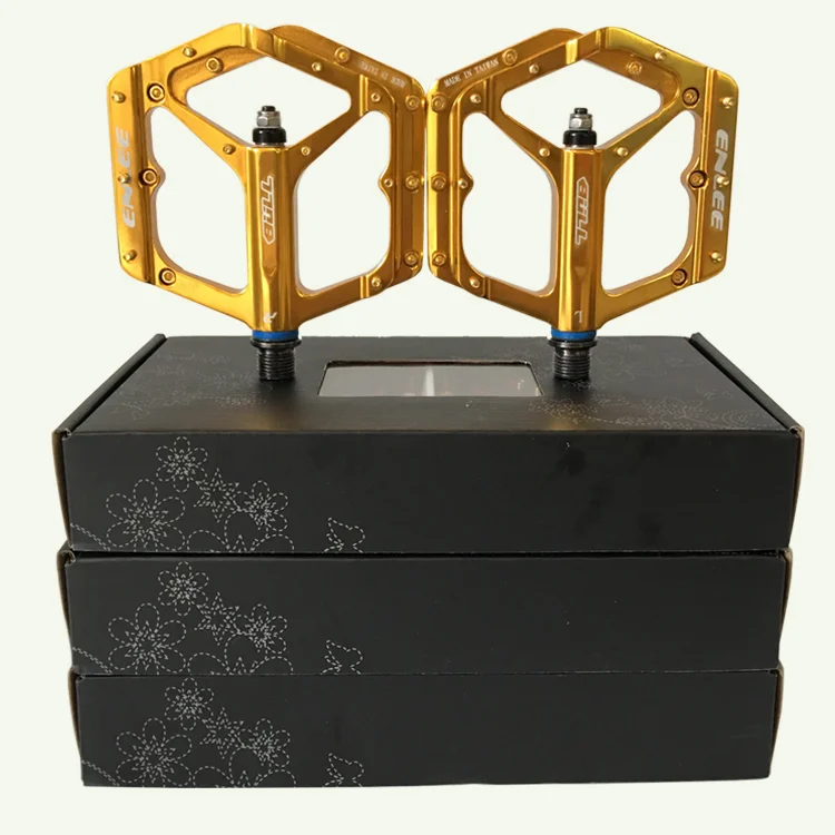 

ENLEE pedal aluminum bicycle parts durable race bike flat pedals, Red/black/gold/silver