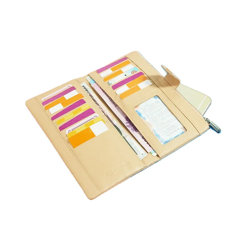 

New pebble leather woman wallets multi pocket long money purse wallet, Customized color