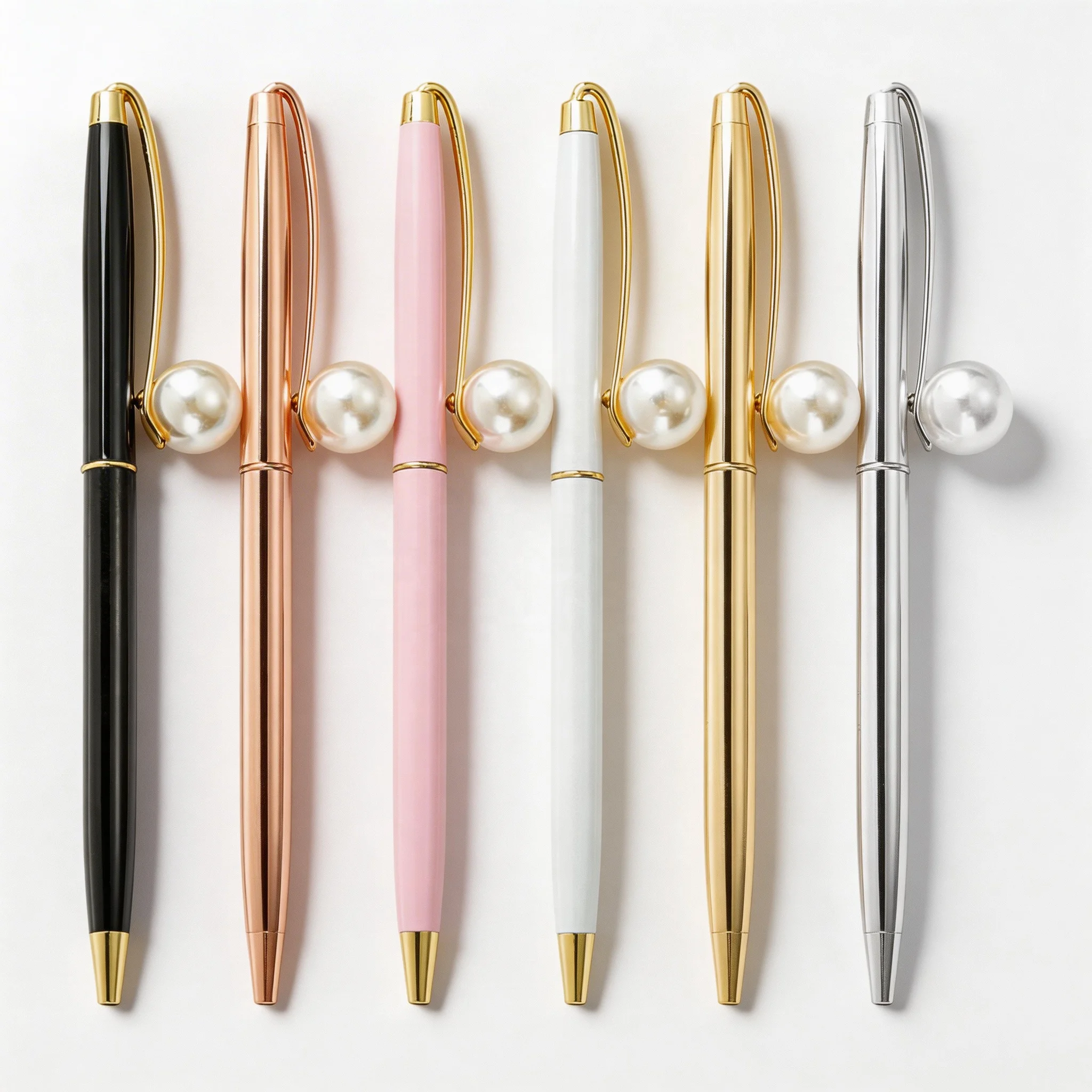 Creative Colorful Pearl Crystal Ballpoint Novelty Design Metal Pen for Promotional Gifts and Office Supplies with Custom Logo
