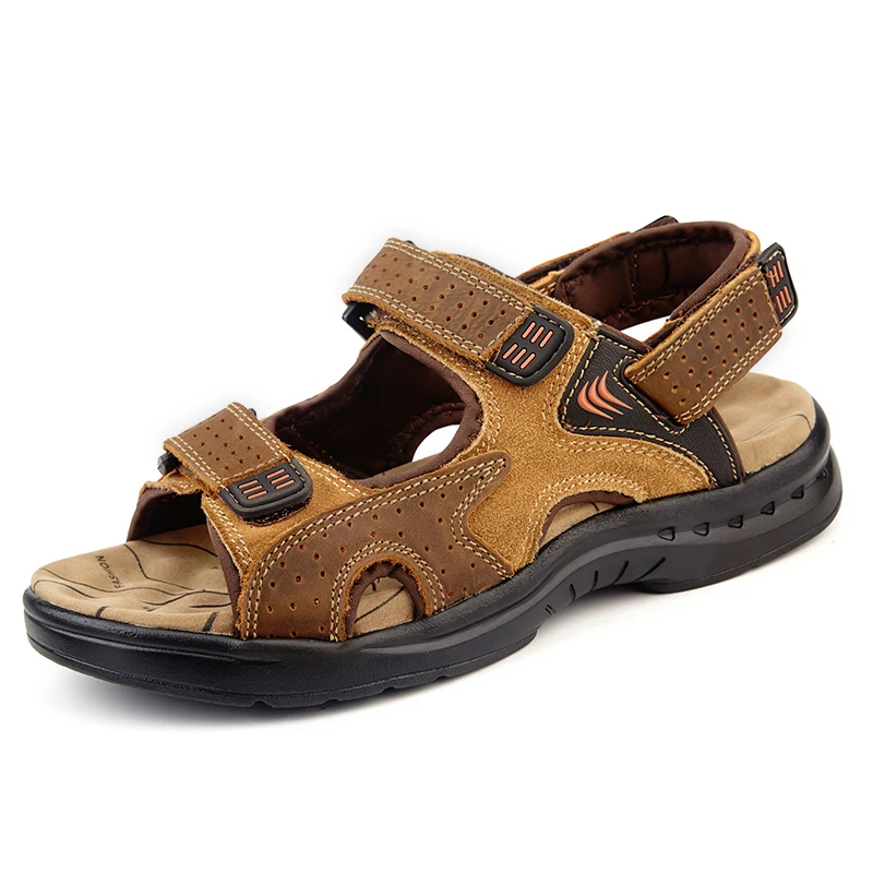 

Classic Genuine leather men sandals cow suede leather beach sandals outdoor summer men shoes