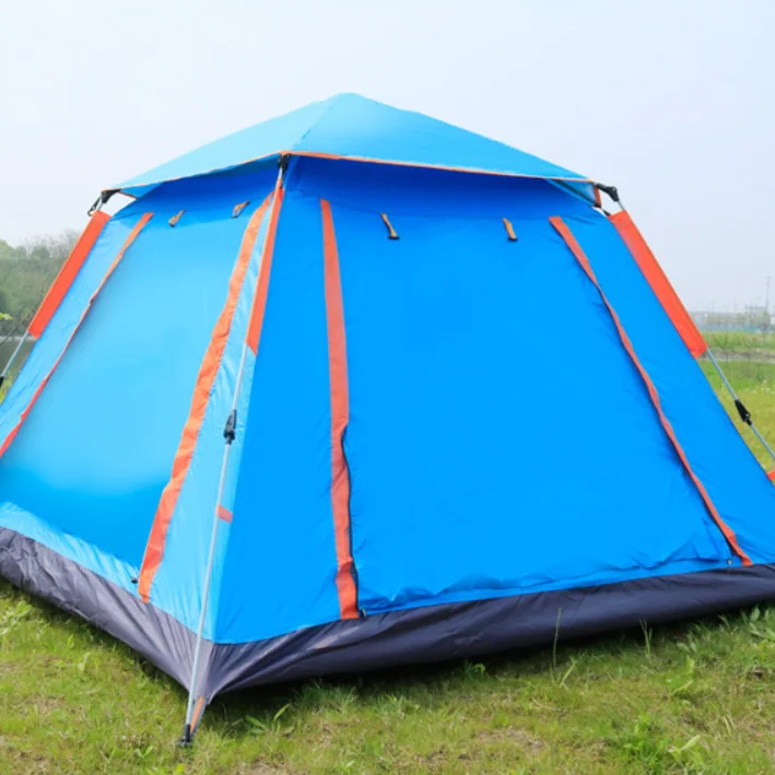 

Newest Outdoor 3-4 People Beach Thickened Single Layer Rainproof Fully Automatic Popup Four Sided Camping Tents, As picture