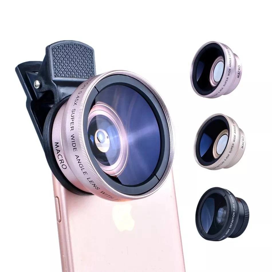 

Universal 2 in 1 Wide Angle Lens Camera Mobile Phone Lenses Cell Phone Kit Camera Lens For iPhone Smartphone Accessories