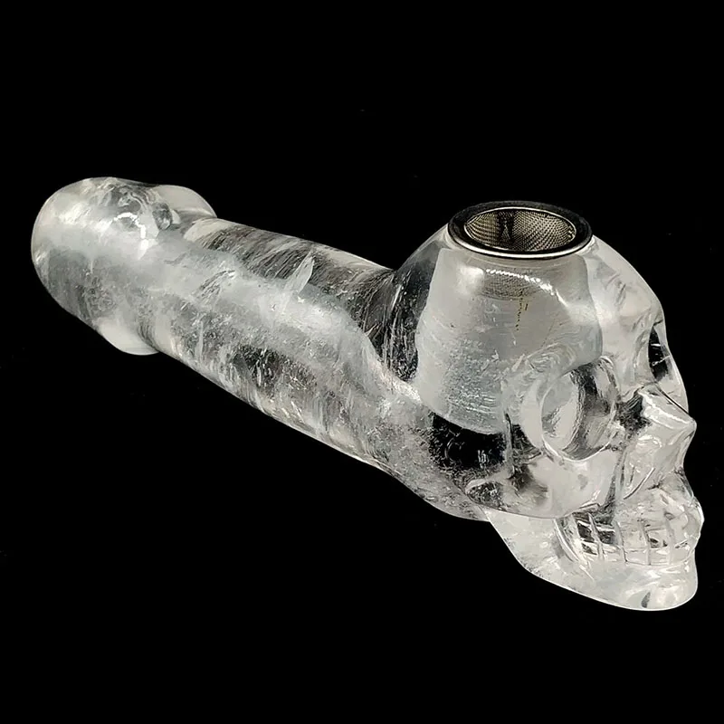 Wholesale Natural Clear Crystal Smoking Pipe Skulls Carving Healing