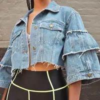 

2019 Fashion Women Short Denim Jacket Coat Sexy Jeans Jaket Women Clothing Latest Design