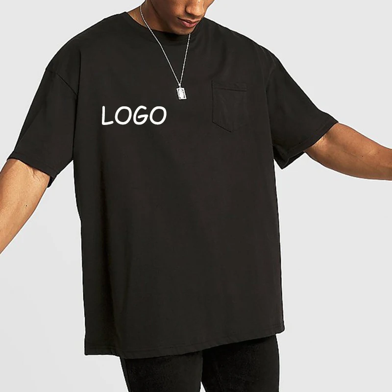 

Men's Shirts US Plus Size Cotton t Shirt Your Logo t-shirt Black with Pocket