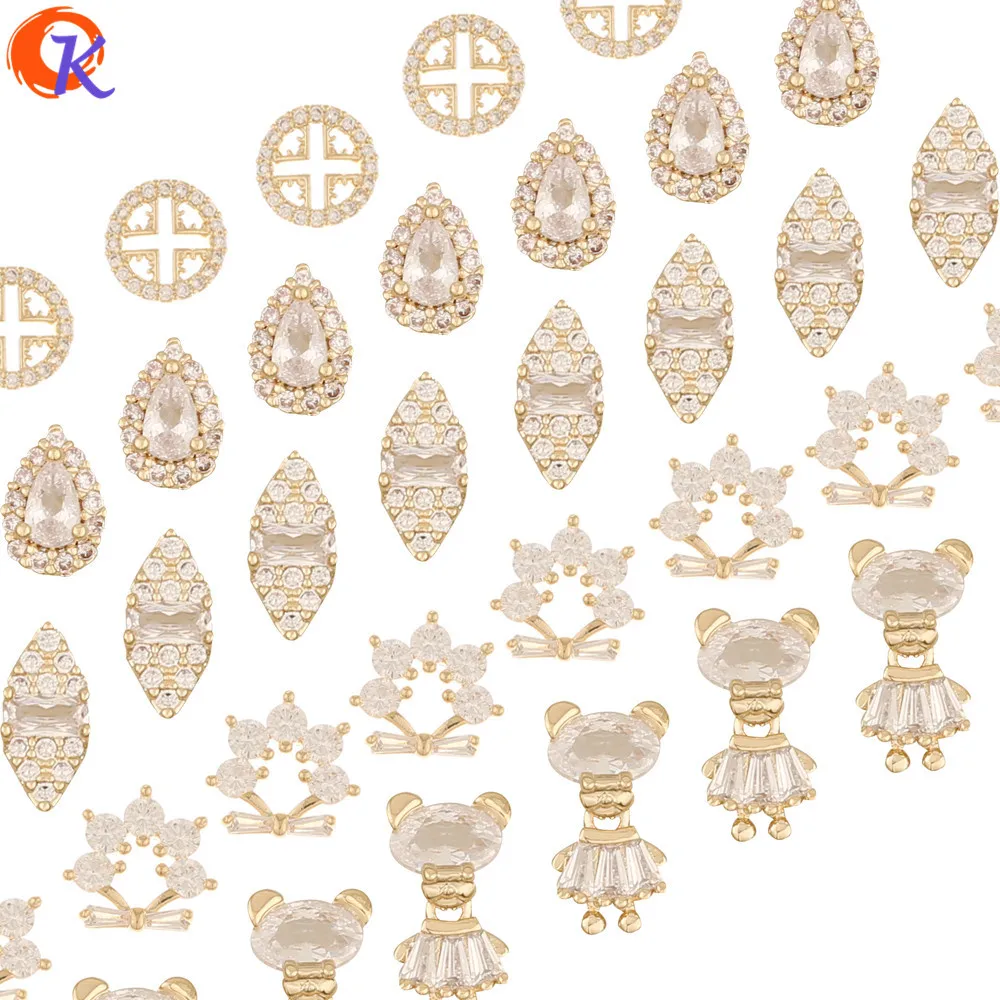 

Jewelry Accessories Cordial Design 50Pcs Jewelry Accessories Decoration Cubic Zirconia Charms Genuine Gold Plating DIY Making
