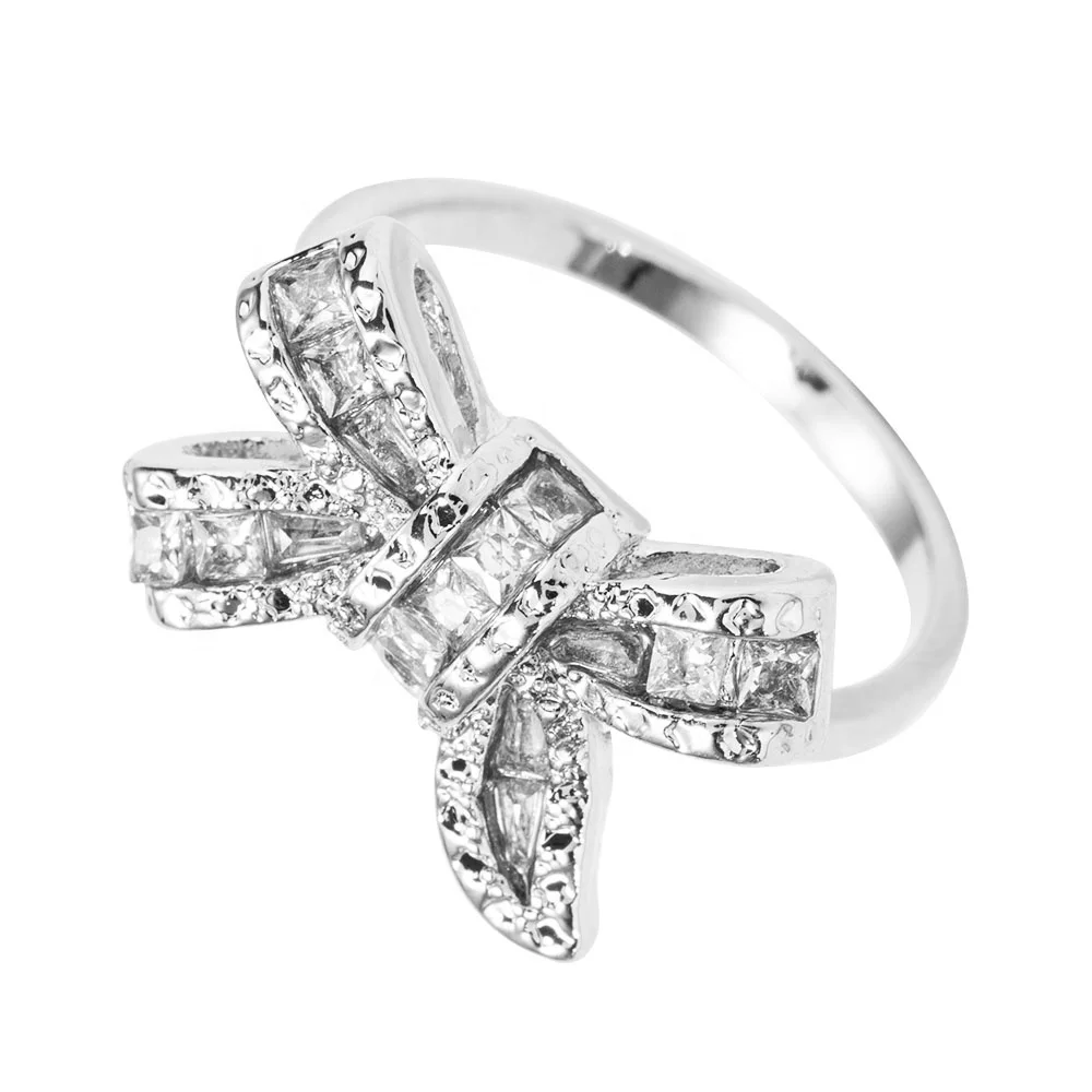 

Rings For Women New Fashion Bowknot Shape Wedding Ring Diamonds Women Jewelry Accessories Gifts for girls