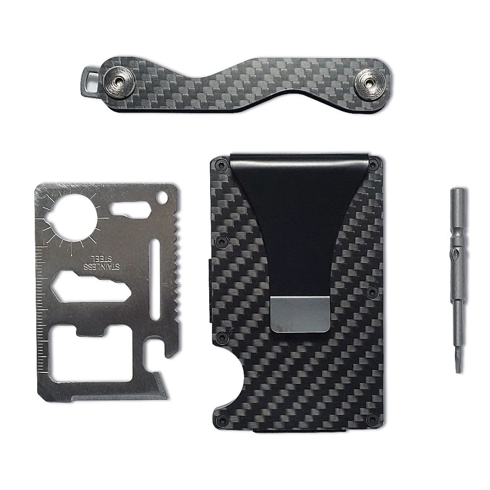 

RFID blocking Front Pocket Carbon Fiber Wallet Key Organizer Minimalist Wallet