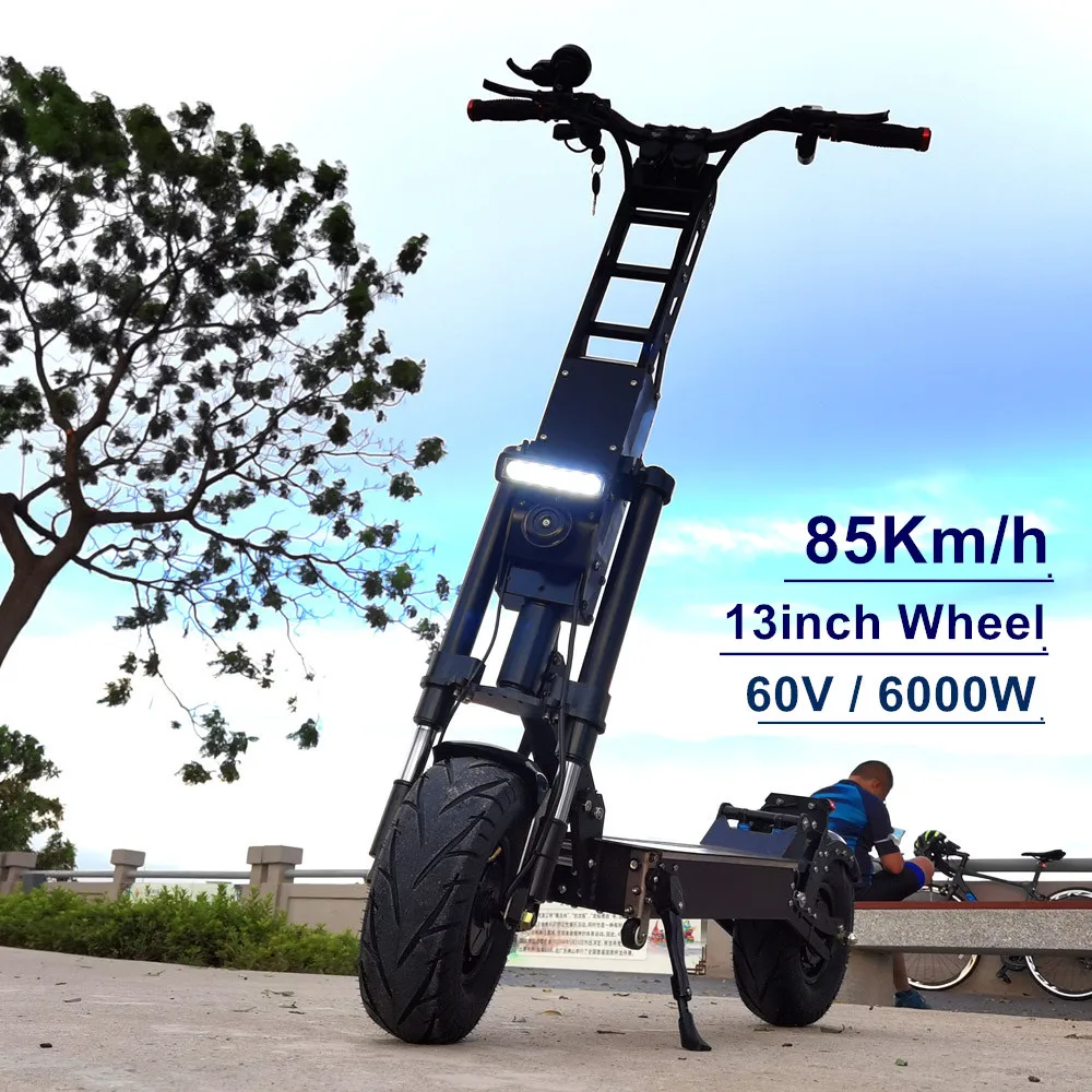 

FLJ 13inch 6000W electric scooter with fat tire 80-150kms range dual motor e scooter kick scooter e bike