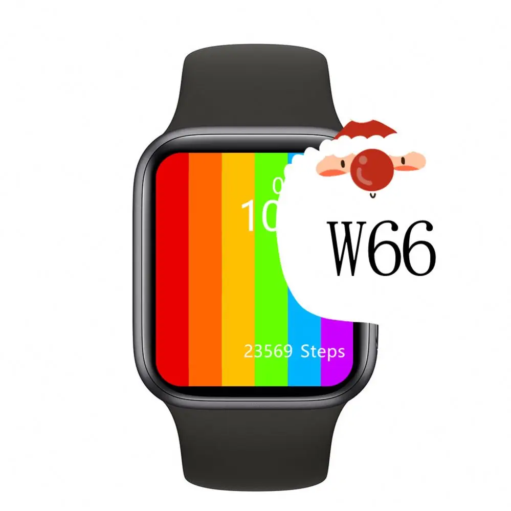 

40mm 44mm smart watch w66 IP68 Waterproof Heart rate reloj inteligente 1.75 inch Fitness Tracker ECG smarwatch w66m, Black white pink