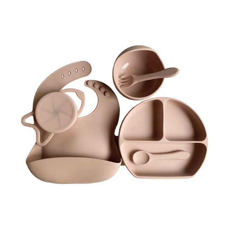 

Bpa free baby plates suction silicone feeding bowl set and spoon