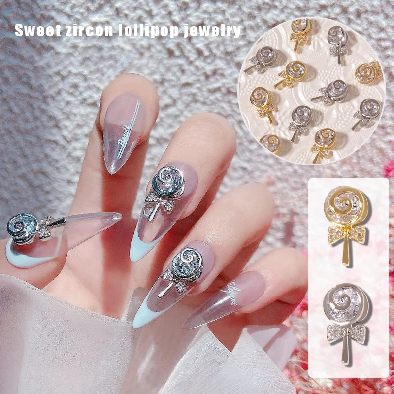 

Paso Sico Luxury Shiny Diamond Designer Nail Art Lollipop Zircon Jewelry Nail Charms