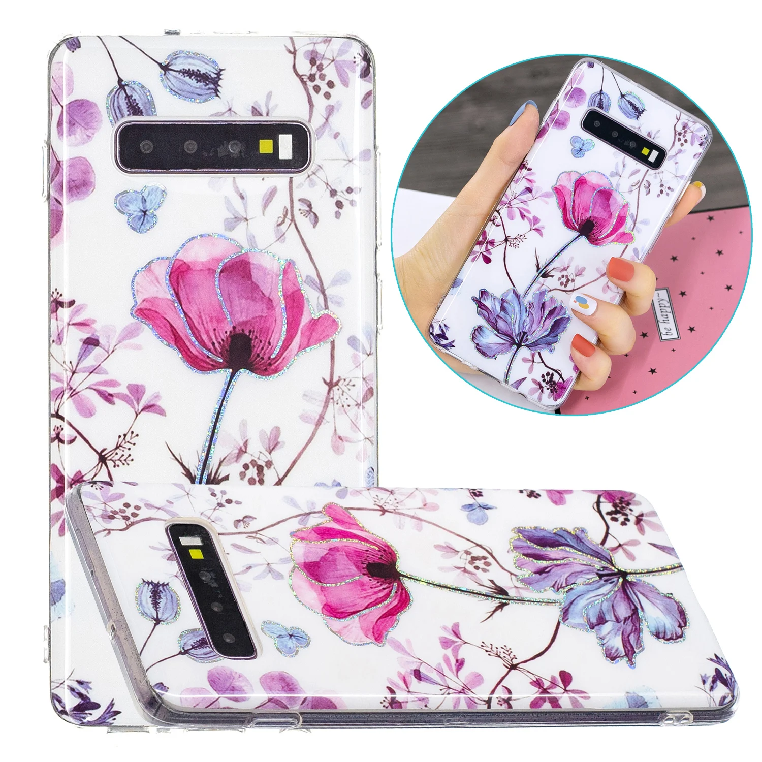 

Marble Phone Cases Soft Tpu Love Flower mobile phone Shell For Samsung Galaxy S10 Flower Case Cover Capa