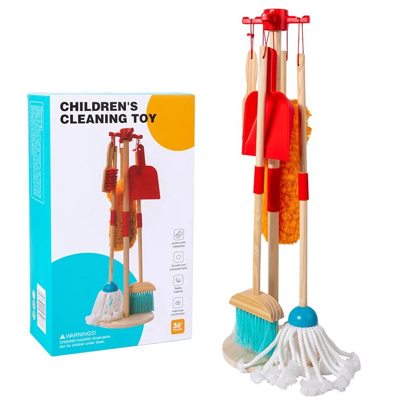 2026 New Children Simulated Cleaning Tool Set Role Play Dust Sweep Mop Early Educational Pretend Clean Learning Toys for Kids