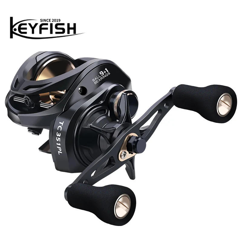 

Keyfish 9+1BB Carbon Fiber 16KG Max Drag High Gear Ratio 6.3:1 Fishing Reel Baitcasting Reel For Two Handle Options