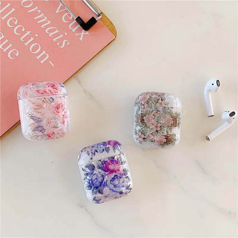 

Glossy Seashell Marble Pattern IMD Soft TPU Shockproof Foral Case For Airpods Pro