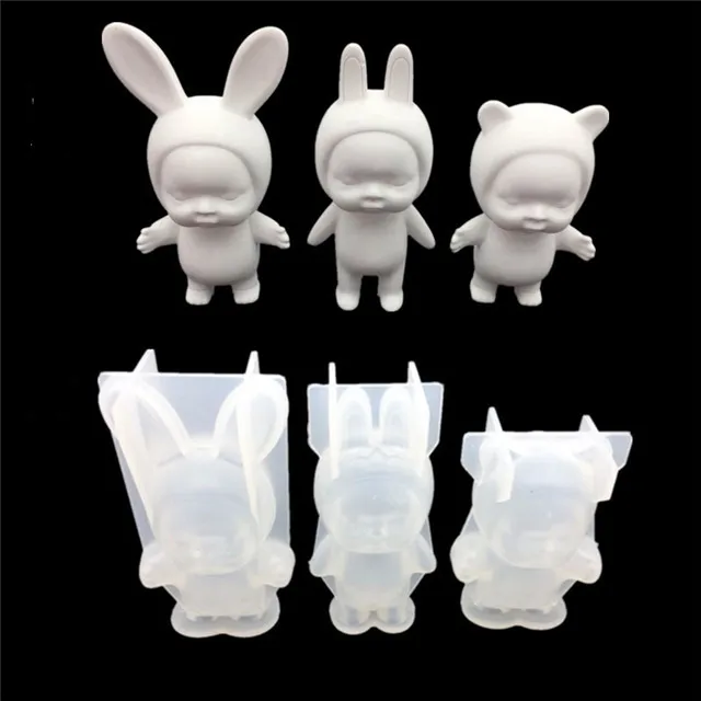 

Y090 plaster mould kawaii 3d sleeping baby silicone mold for resin crafts making, White