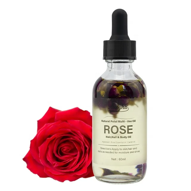 

Private Label 100% Natural Organic Pure Face Body Hair Facial Skin Care Repair Massage Rose Galore Petal Oil For Wholesale