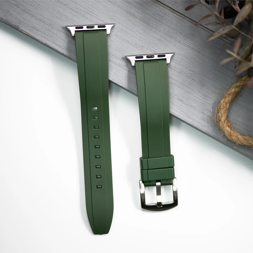 juelong豪华硫化fkm橡胶表带快速释放 20毫米 22毫米硅胶表带智能手表