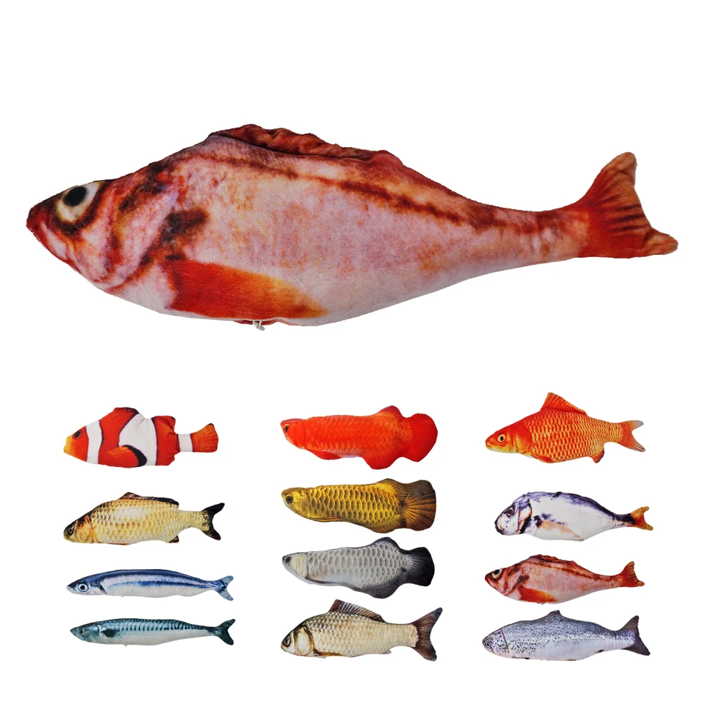 

Hot selling pet chew toys simulation fish toy interactive stuffed fish cat toy, Mix color